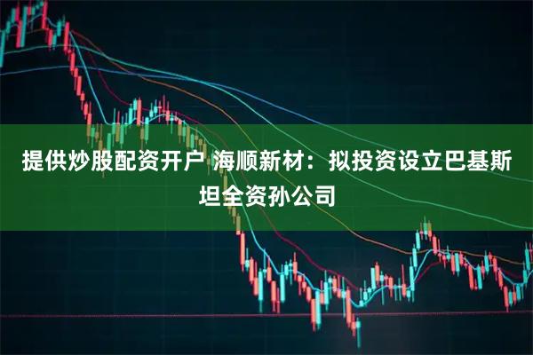提供炒股配资开户 海顺新材：拟投资设立巴基斯坦全资孙公司